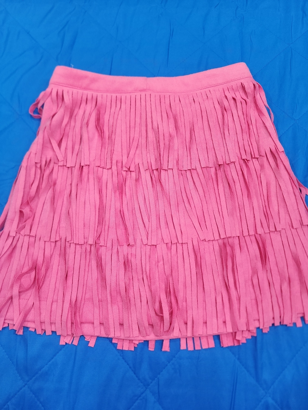 Altar'd State Pink Tiered Fringe Mini Skirt